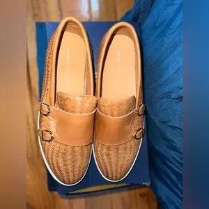 Shoes | Kyler Cognac Woven Leather Monk Strap Sneakers  display picture 1